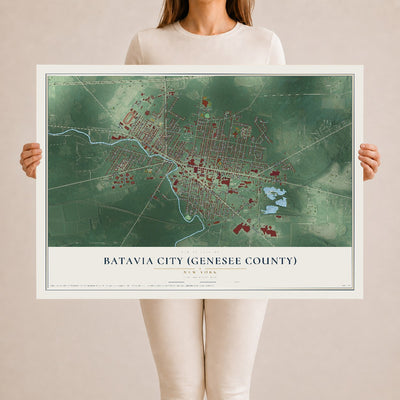 Batavia City (Genesee County), New York map print, 24" x 36" Archival Matte Print mockup