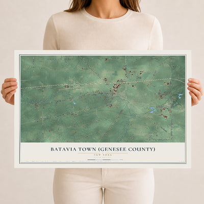 Batavia Town (Genesee County), New York map print, 12" x 18" Archival Matte Print mockup
