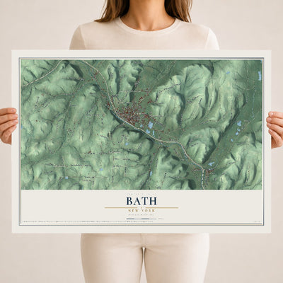 Bath, New York map print, 18" x 24" Archival Matte Print mockup