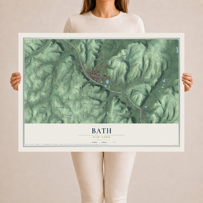Bath, New York map print, 24" x 36" Archival Matte Print mockup