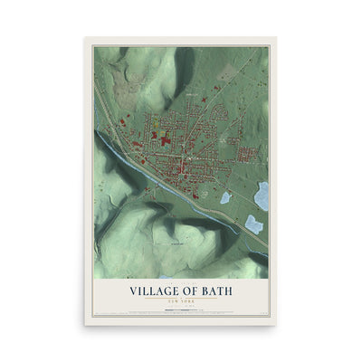 Bath, New York map print, 12" x 18" Archival Matte Print mockup