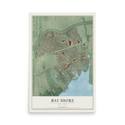 Bay Shore, New York map print, 12" x 18" Archival Matte Print mockup