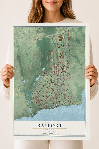 Bayport, New York map print, 18" x 24" Archival Matte Print mockup
