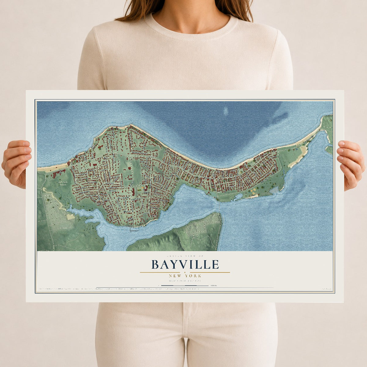 Bayville, New York map print, 12" x 18" Archival Matte Print mockup
