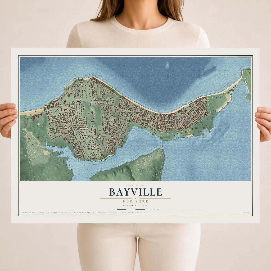 Bayville, New York map print, 18" x 24" Archival Matte Print mockup