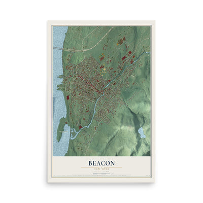 Beacon, New York map print, 12" x 18" Archival Matte Print mockup