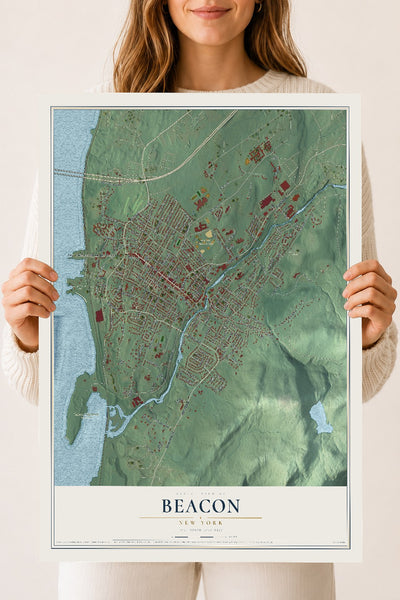 Beacon, New York map print, 18" x 24" Archival Matte Print mockup