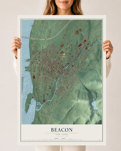 Beacon, New York map print, 24" x 36" Archival Matte Print mockup