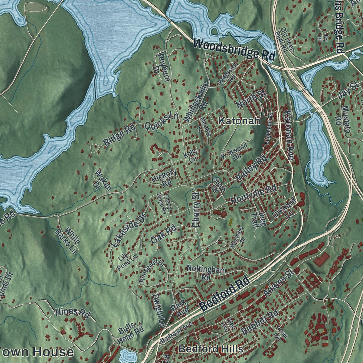Close-up 1 of the Bedford, New York map artwork