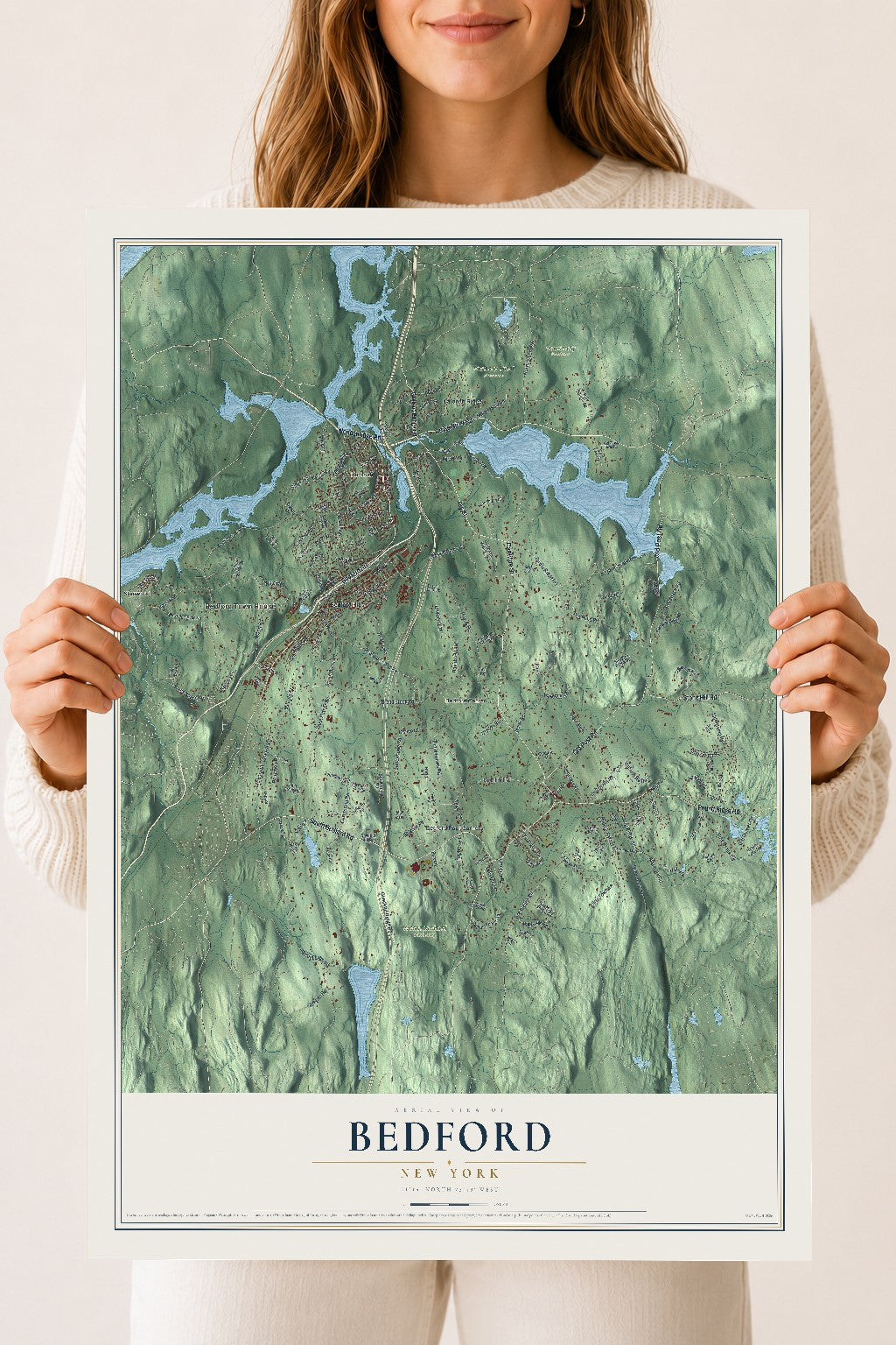 Bedford, New York map print, 18" x 24" Archival Matte Print mockup