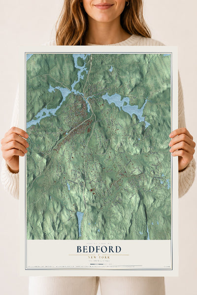 Bedford, New York map print, 18" x 24" Archival Matte Print mockup