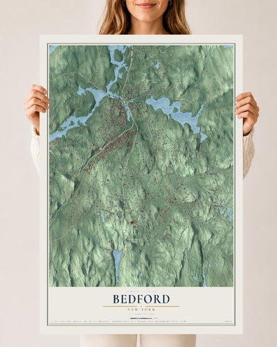 Bedford, New York map print, 24" x 36" Archival Matte Print mockup