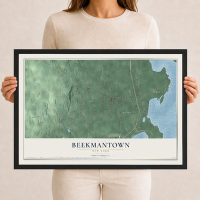 Beekmantown, New York map print, 12" x 18" W/ Black Ayous Wood Frame mockup
