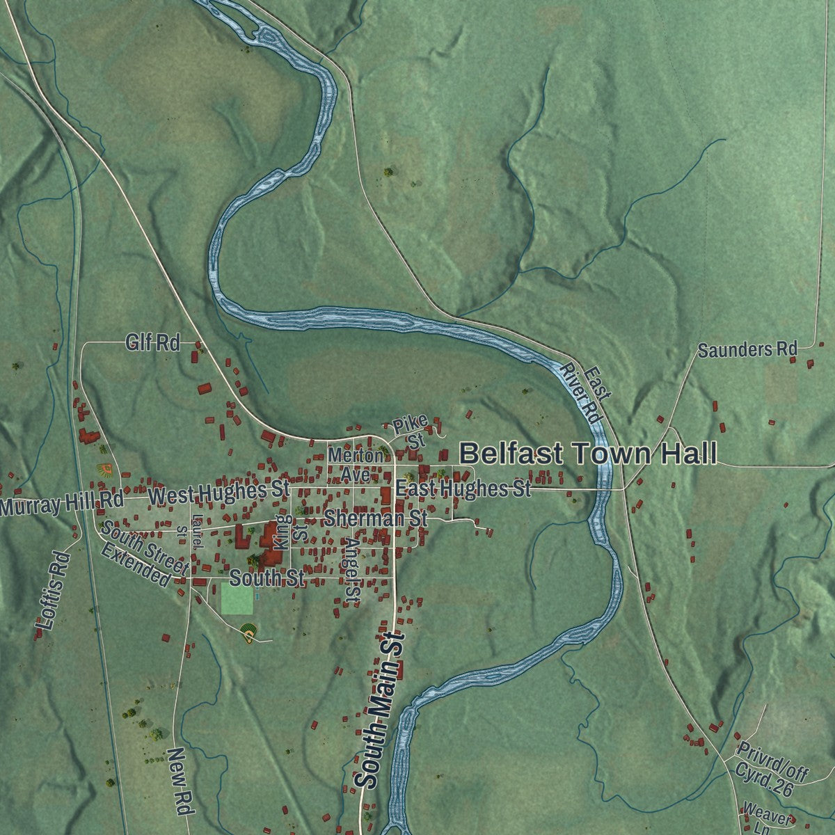 Close-up 1 of the Belfast, New York map artwork