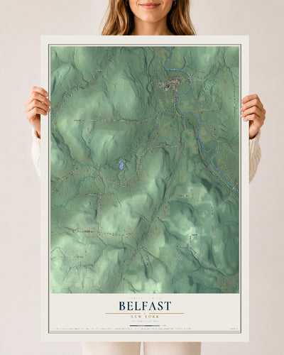 Belfast, New York map print, 24" x 36" Archival Matte Print mockup