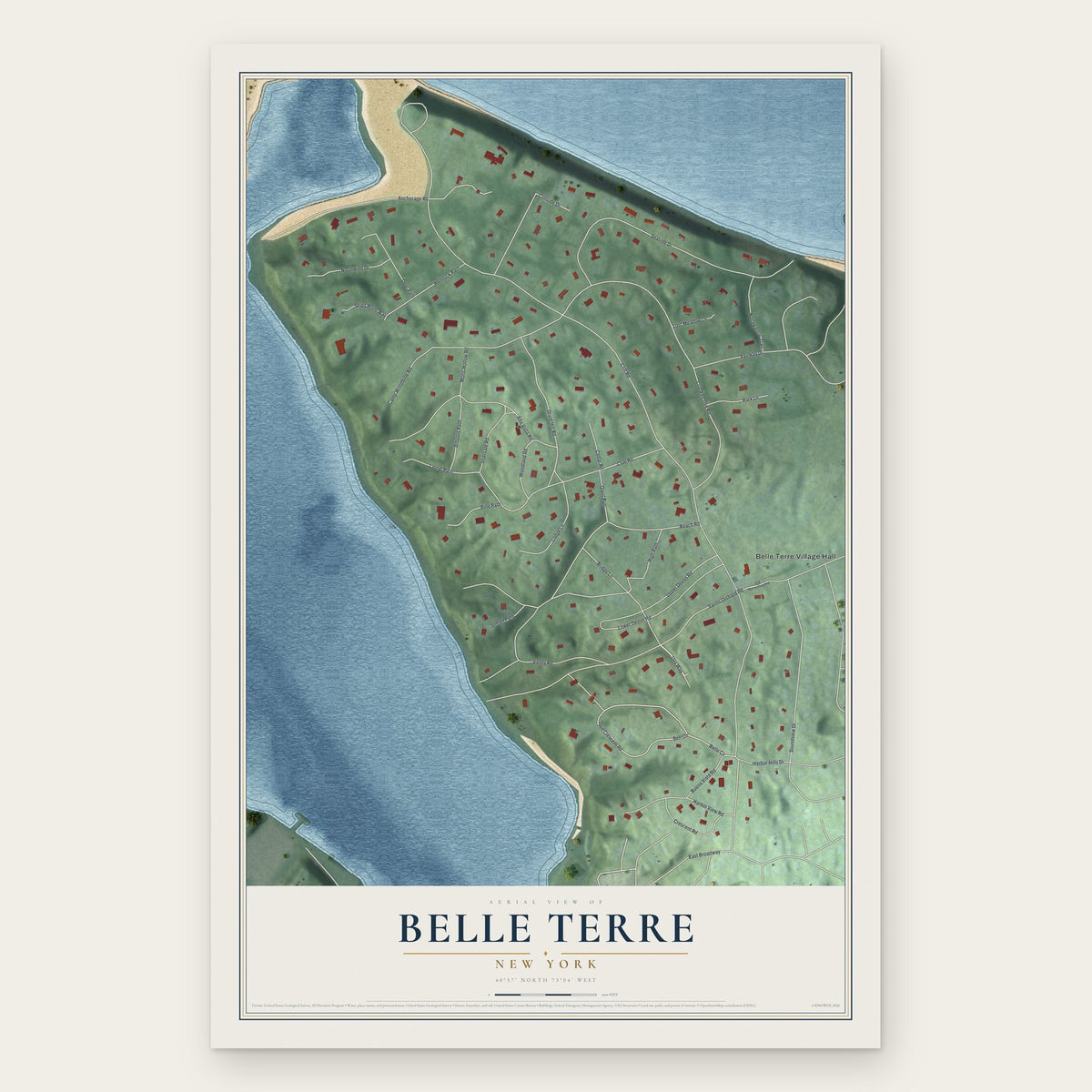 Belle Terre, New York map print, the full design