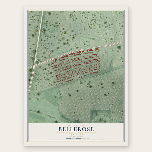 Bellerose, New York map print, the full design