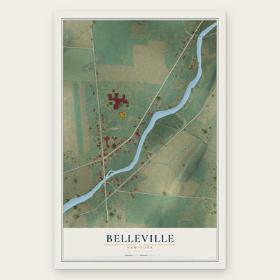 Belleville, New York map print, the full design