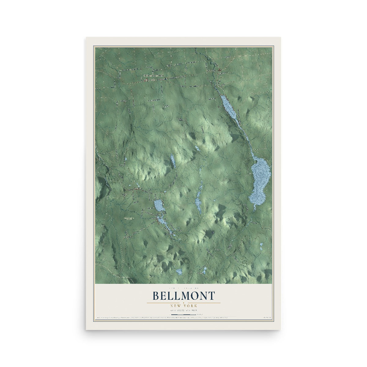 Bellmont, New York map print, 12" x 18" Archival Matte Print mockup