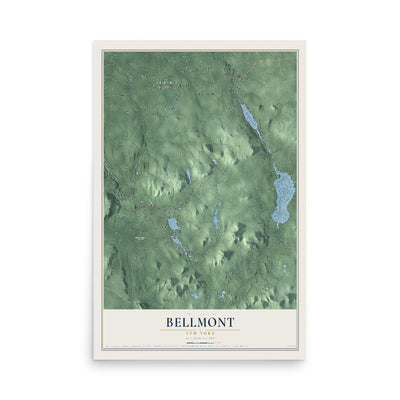Bellmont, New York map print, 12" x 18" Archival Matte Print mockup
