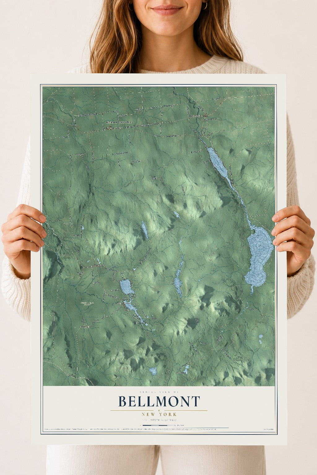Bellmont, New York map print, 18" x 24" Archival Matte Print mockup