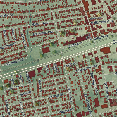 Close-up 2 of the Bellmore, New York map artwork