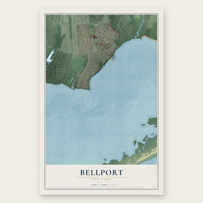 Bellport, New York map print, the full design