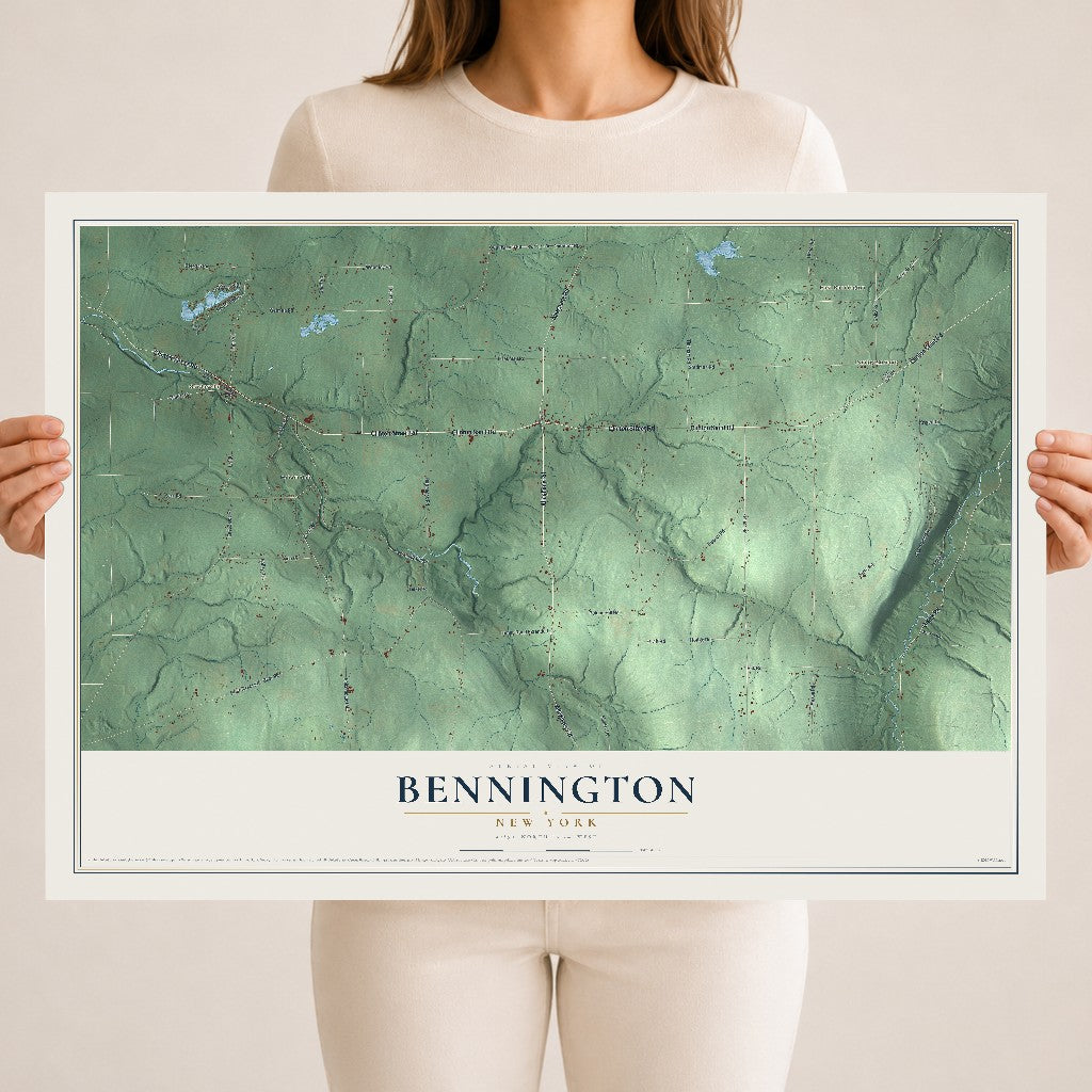 Bennington, New York map print, 18" x 24" Archival Matte Print mockup