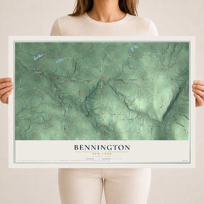 Bennington, New York map print, 18" x 24" Archival Matte Print mockup