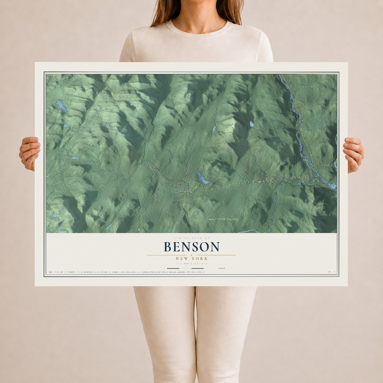 Benson, New York map print, 24" x 36" Archival Matte Print mockup