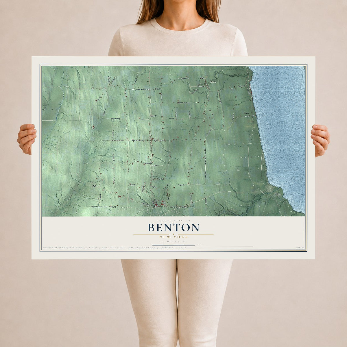 Benton, New York map print, 24" x 36" Archival Matte Print mockup