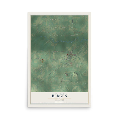 Bergen, New York map print, 12" x 18" Archival Matte Print mockup