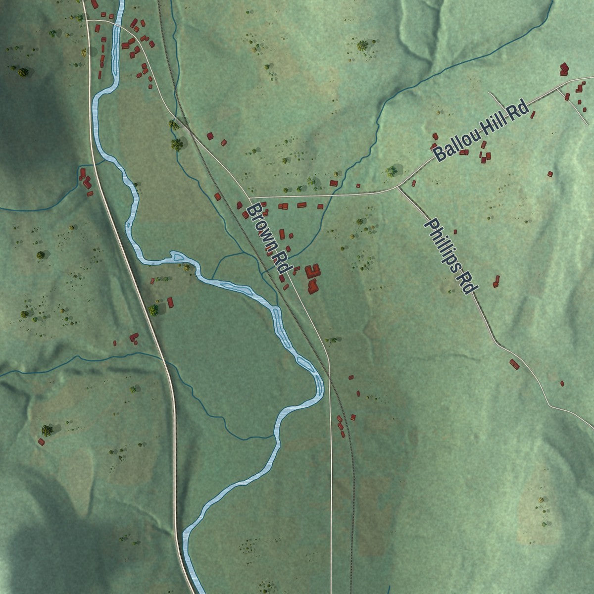 Close-up 2 of the Berkshire, New York map artwork