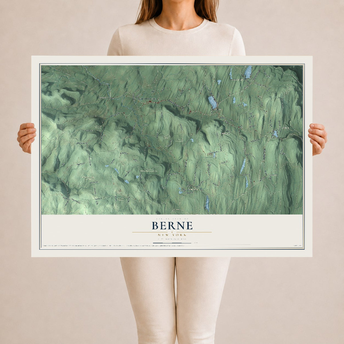 Berne, New York map print, 24" x 36" Archival Matte Print mockup