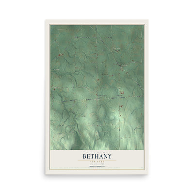 Bethany, New York map print, 12" x 18" Archival Matte Print mockup