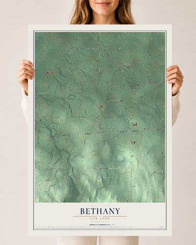 Bethany, New York map print, 24" x 36" Archival Matte Print mockup