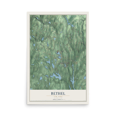 Bethel, New York map print, 12" x 18" Archival Matte Print mockup