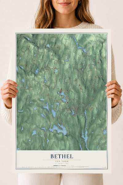 Bethel, New York map print, 18" x 24" Archival Matte Print mockup