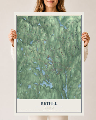 Bethel, New York map print, 24" x 36" Archival Matte Print mockup
