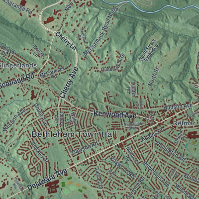 Close-up 1 of the Bethlehem, New York map artwork