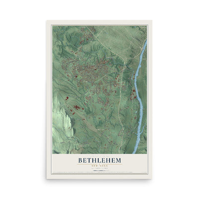 Bethlehem, New York map print, 12" x 18" Archival Matte Print mockup