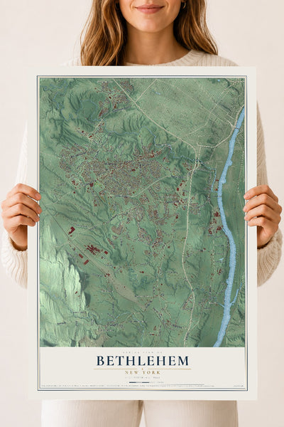 Bethlehem, New York map print, 18" x 24" Archival Matte Print mockup