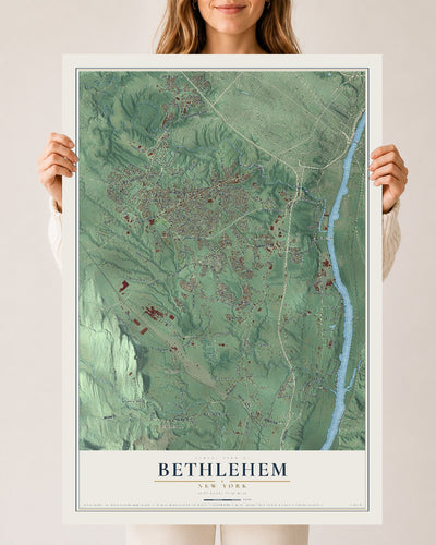 Bethlehem, New York map print, 24" x 36" Archival Matte Print mockup