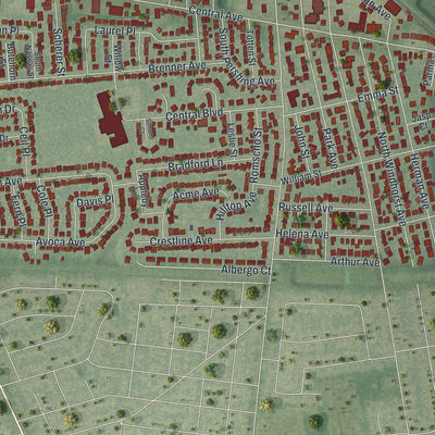 Close-up 2 of the Bethpage, New York map artwork