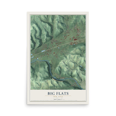 Big Flats, New York map print, 12" x 18" Archival Matte Print mockup