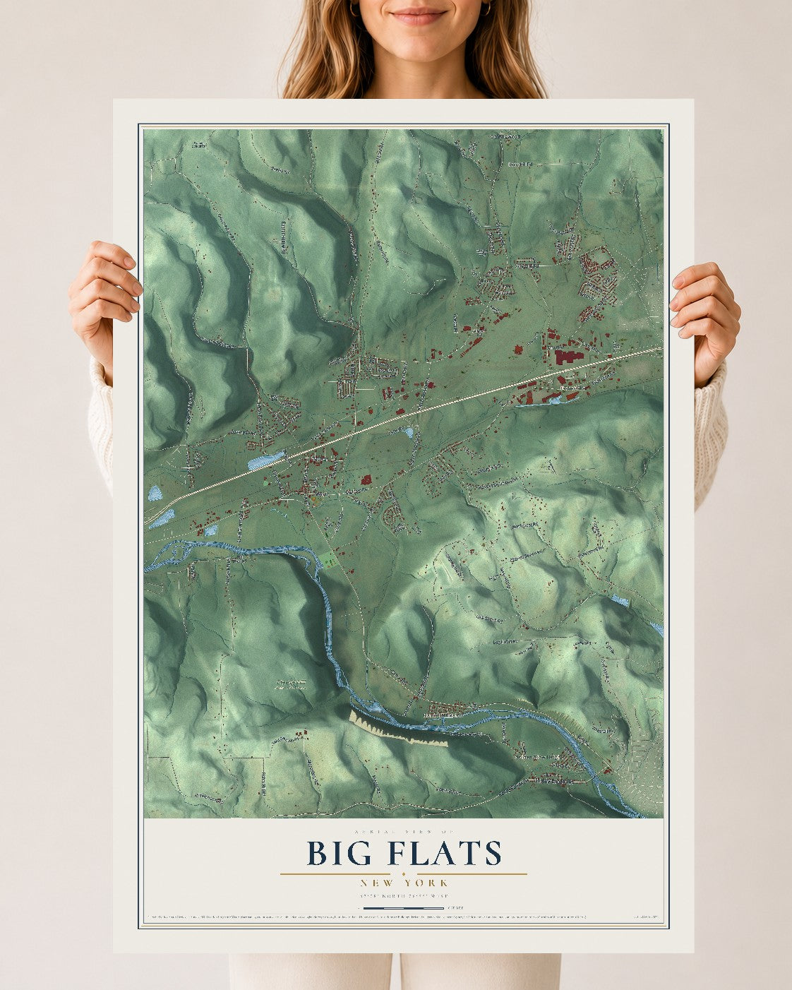 Big Flats, New York map print, 24" x 36" Archival Matte Print mockup