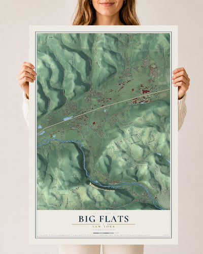 Big Flats, New York map print, 24" x 36" Archival Matte Print mockup