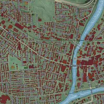 Close-up 1 of the Binghamton City (Broome County), New York map artwork