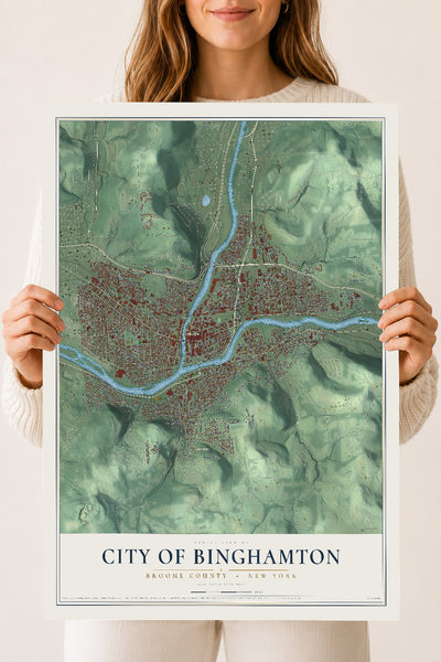 Map of the City of Binghamton, Broome County, New York, 18 x 24 inch unframed archival matte print