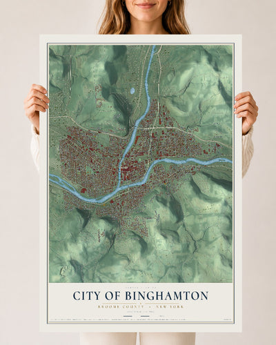 Map of the City of Binghamton, Broome County, New York, 24 x 36 inch unframed archival matte print